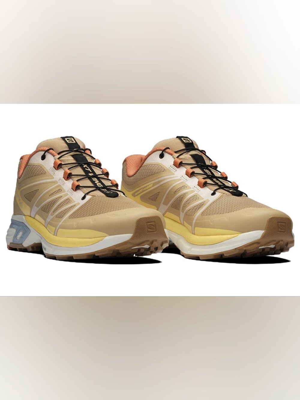 Salomon Beige, Yellow & Peach Trail Running Shoes